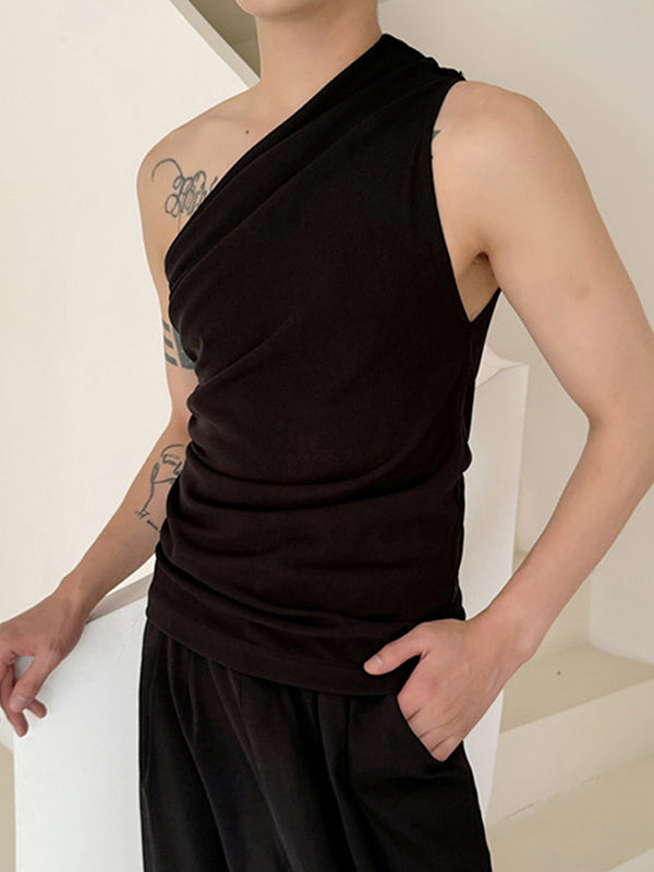 Mens Stylish Deconstructed Solid Color Sleeveless Tank SKUK67169