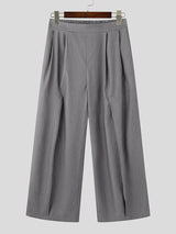 Mens Solid Color Wide-Leg Casual Pant SKUK93627