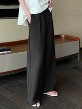 Mens Solid Pleated Wide-Legged Pants SKUK63640