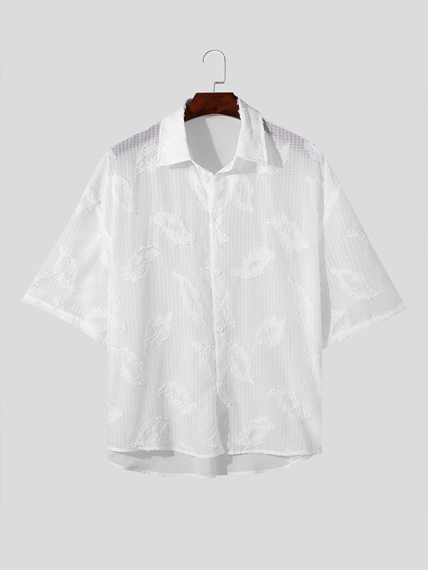 Mens Solid See Through Short Sleeve Shirt SKUK64343