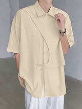 Mens Solid Color Drape Short Sleeve Shirt SKUK65708