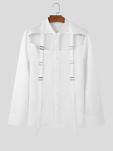 Mens Cutout Ribbon Slim-Fit Long-Sleeve Shirt SKUK93620