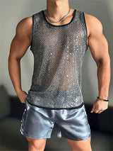 Mens Sheer Mesh Panel Cropped Tank SKUK91513