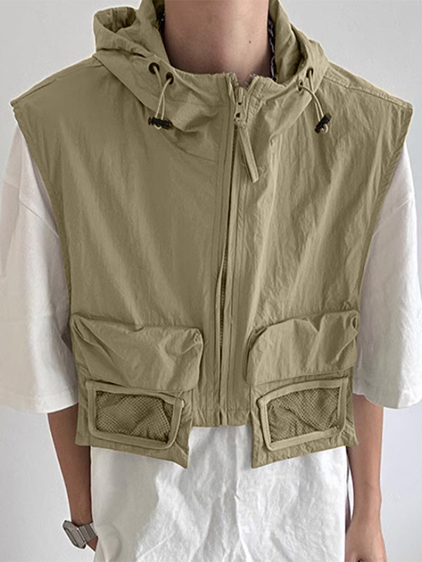 Mens Solid Cargo Pockets Sleeveless Waistcoat SKUK61125