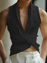 Mens Twist Design Knitted Stretch Tank SKUK73611