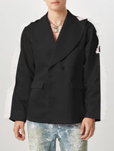 Mens Lace Patchwork Long-Sleeve Blazer SKUK82412