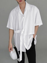 Mens Casual Solid Color Short-Sleeve Shirt SKUK76231