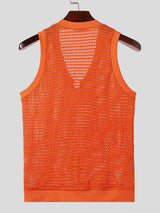 Mens Mesh See Through V-Neck Sleeveless Vest SKUK63601