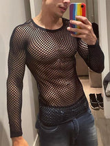 Sexy Mesh-Langarm-T-Shirts für Herren SKUI21473