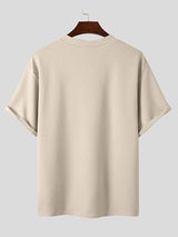 Mens V-neck Solid Color Short-sleeved T-shirt SKUI88111