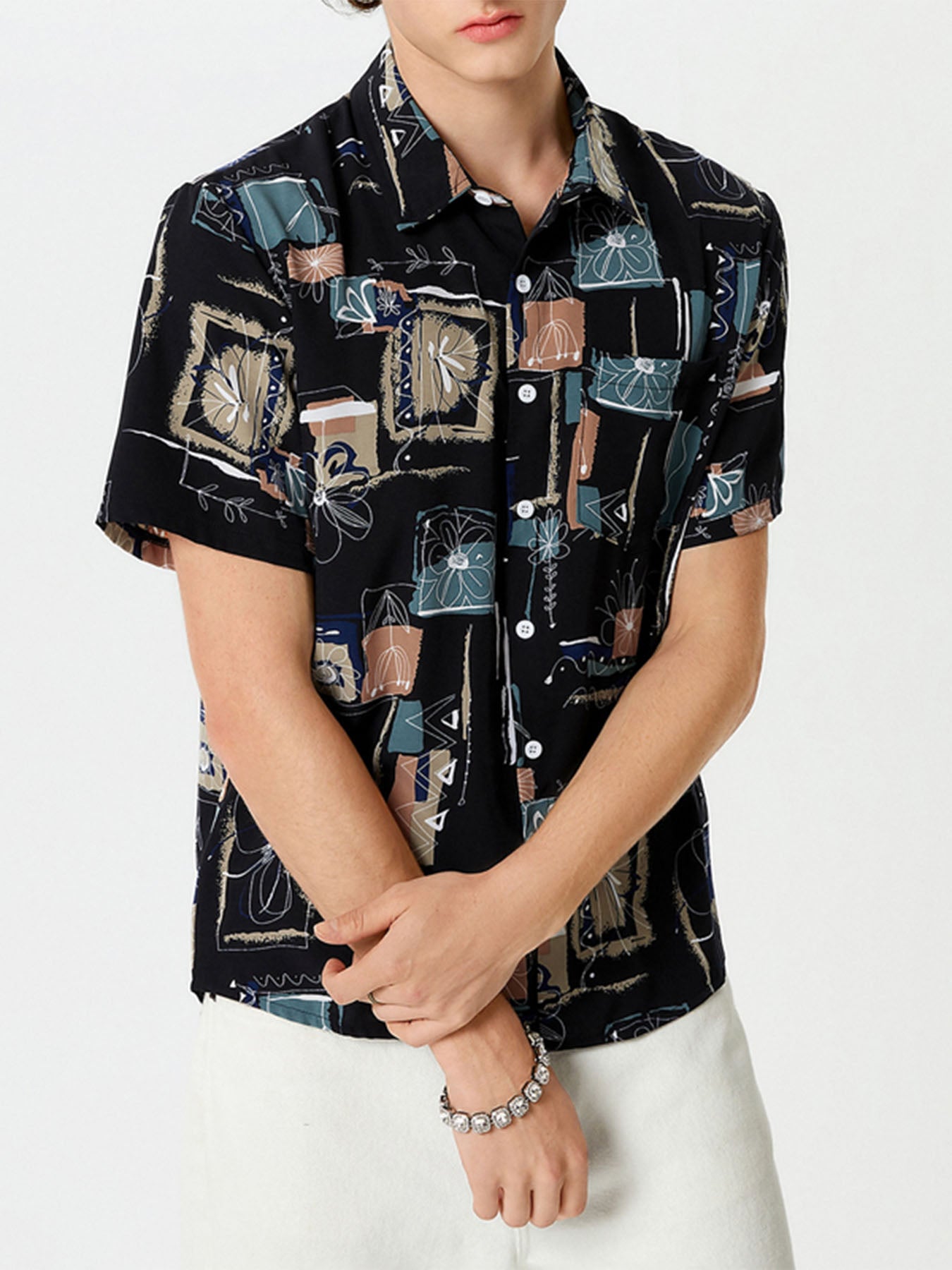 Mens Print Leisure Short Sleeve Shirts SKUI91275