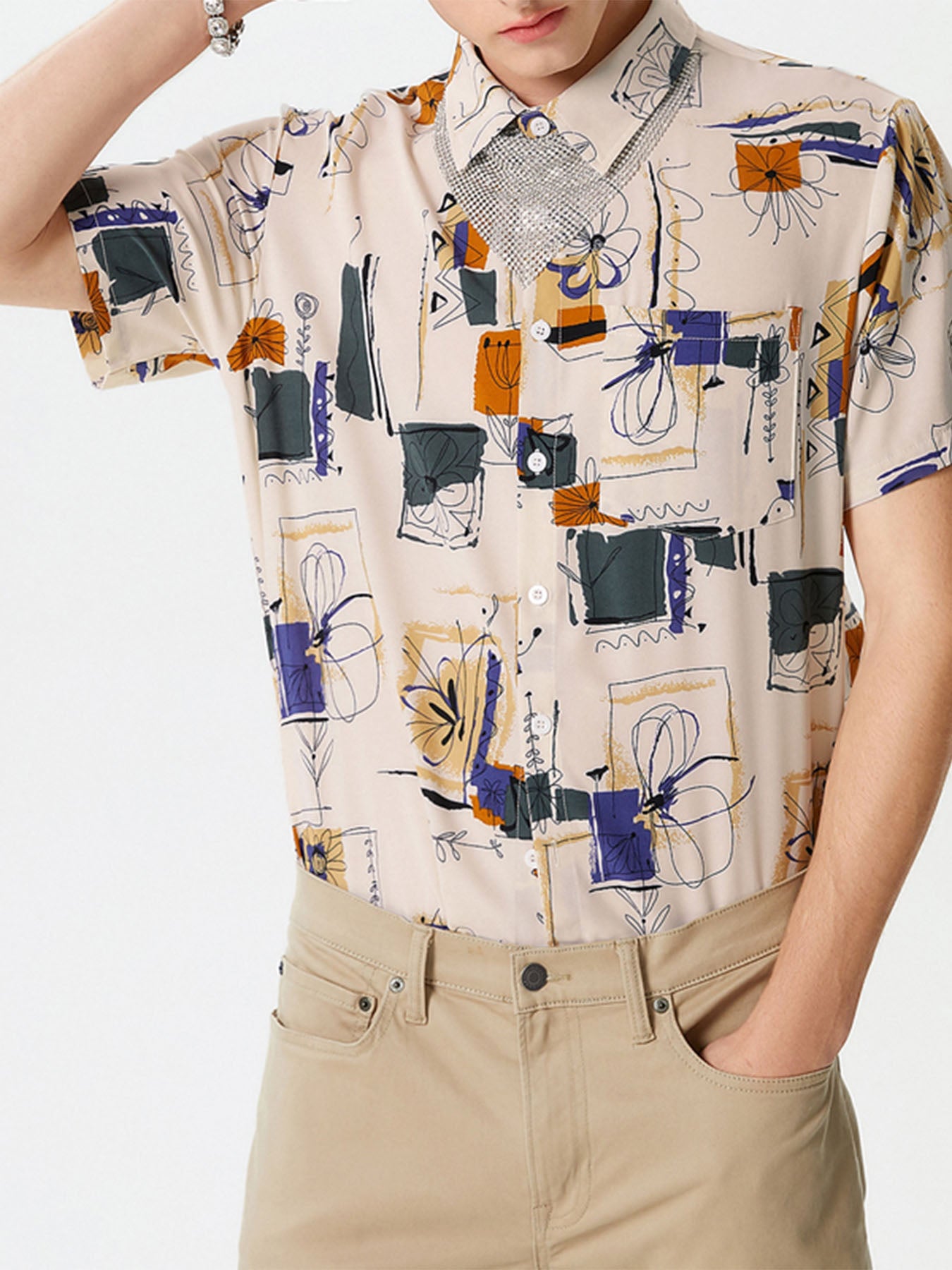 Mens Print Leisure Short Sleeve Shirts SKUI91275