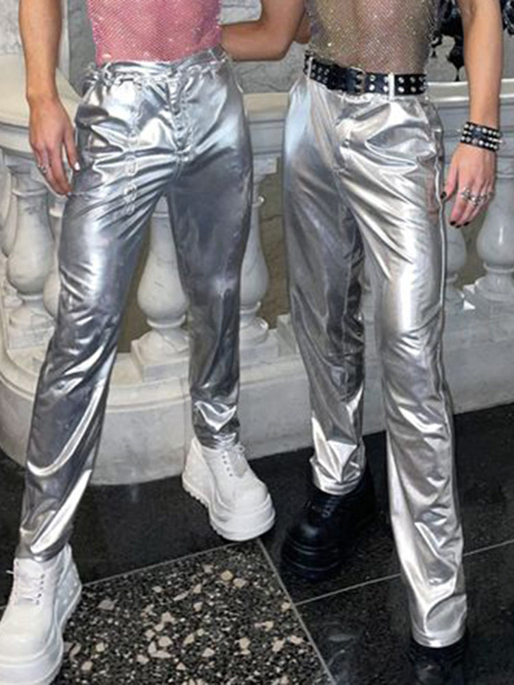 Mens Shiny Metallic Stretchy Night Club Pants SKUJ41976