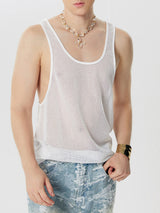 Mens Mesh See Through Casual Sleeveless Tank SKUK05476