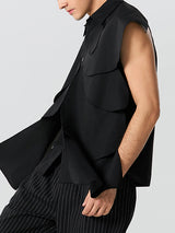 Mens Layered Design Button Up Sleeveless Shirt SKUK18248