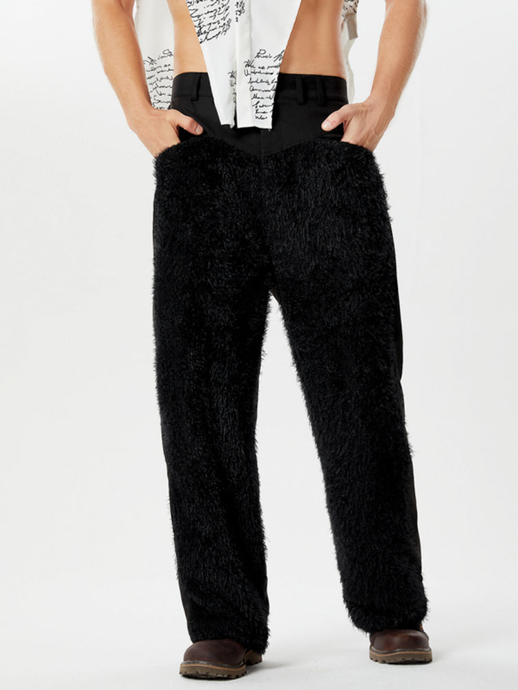 Mens Fringe Patchwork Casual Straight Pants SKUK43634