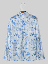 Mens Floral See Through Long Sleeve Shirt SKUK48159