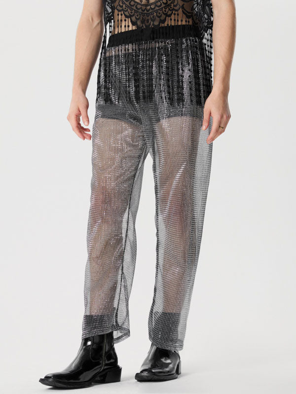 Mens Glitter Mesh See Through Pants SKUK51981