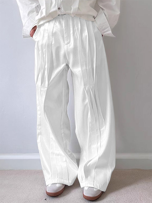 Mens Solid Color Pleated Design Long Pant SKUK61156