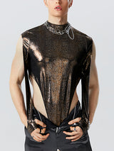 Mens Metallic Print Half-Collar Bodysuit SKUK16229