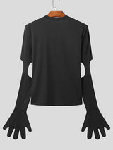 Mens Cutout Crew Neck Long Sleeve T-Shirt SKUK36560