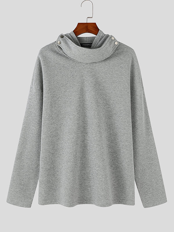 Mens Deconstructed Solid Color Long Sleeve Hoodie SKUK77370