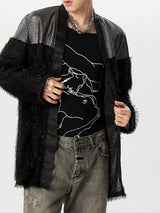 Mens Glitter Fringe Patchwork Long Sleeve Kimono SKUK46916