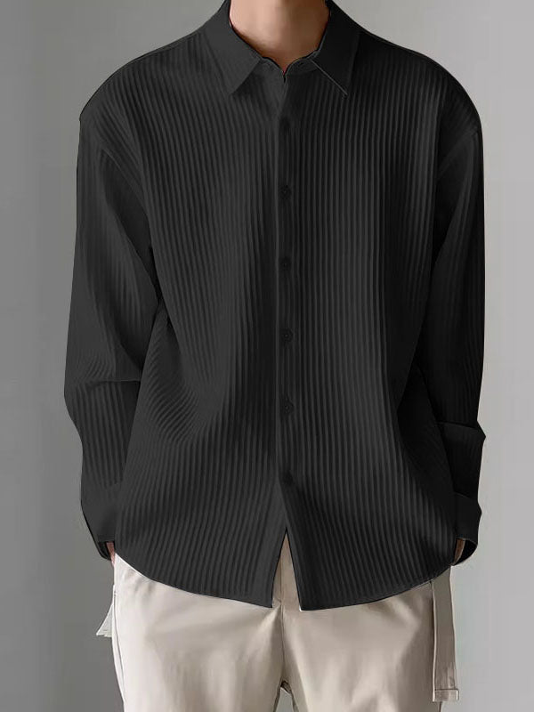 Mens Striped Solid Color Long Sleeve Shirt SKUK70553