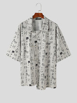 Mens Chinese Character Print Half Sleeve Shirt SKUK69245