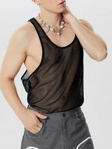 Mens Mesh See Through Casual Sleeveless Tank SKUK05476