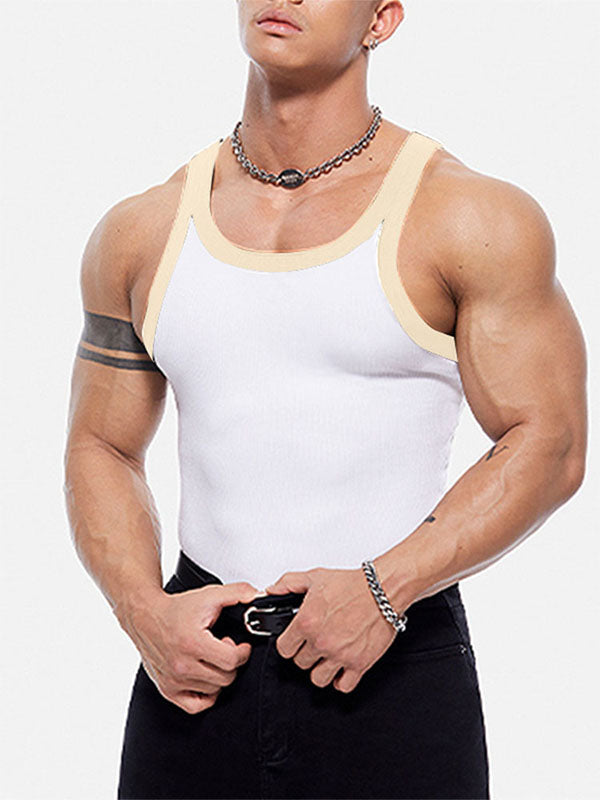 Mens Fashion Slim Fit Contrast Sleeveless Tank SKUK73687