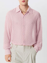 Mens Sheer Polka Dot Long Sleeve Shirt SKUK73574