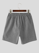 Mens Striped Side Pockets Elastic Waist Shorts SKUK56859