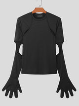 Mens Cutout Crew Neck Long Sleeve T-Shirt SKUK36560