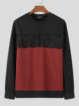 Mens Fringe Colorblock Long Sleeve Sweatshirt SKUK75381