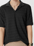 Mens Solid Textured Short Sleeve Casual Shirt SKUK58910