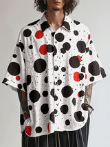 Mens Irregular Polka Dot Half-Sleeve Shirt SKUK74222