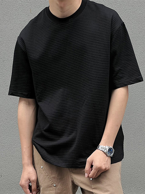 Mens Solid Texture Casual Short Sleeve T-Shirt SKUK11270