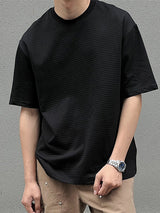 Mens Solid Texture Casual Short Sleeve T-Shirt SKUK11270