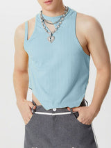 Mens Striped Knit Hollow-Out Tank SKUK64767