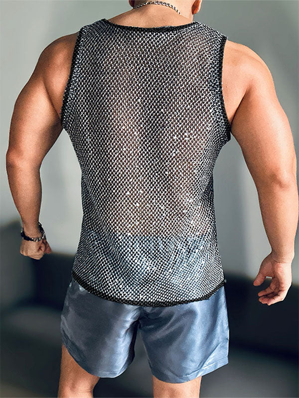 Mens Sheer Mesh Panel Cropped Tank SKUK91513