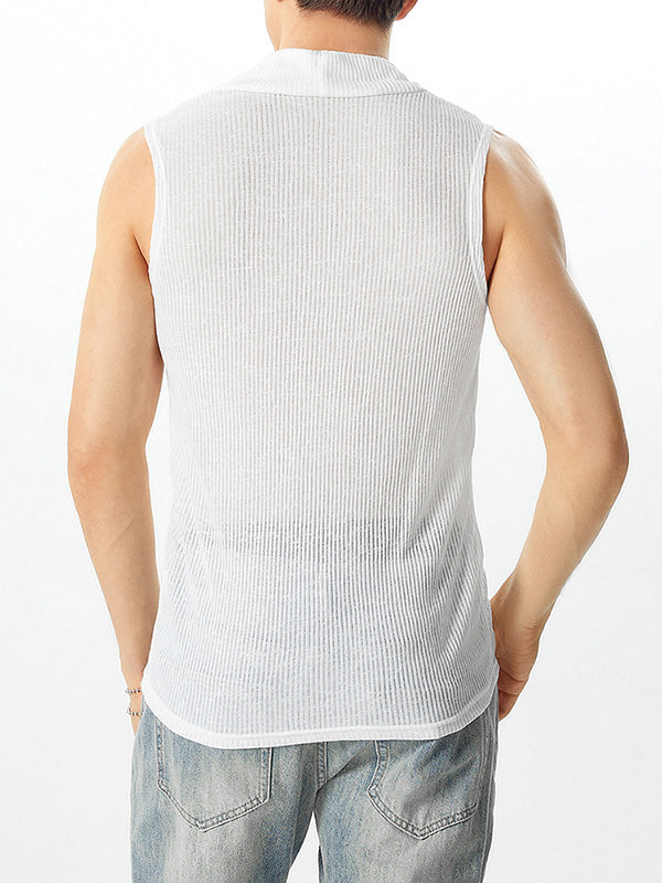 Mens Solid Cowl Neck Knit Vest SKUK52554