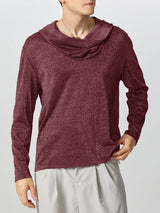 Mens Shimmer Detail Draped Neck Long-Sleeve T-Shirt SKUK85764