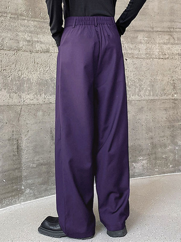 Mens Solid Side Pockets Wide Leg Pants SKUK55205