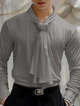 Mens Solid Color Knot Long-Sleeve T-Shirt SKUK76940