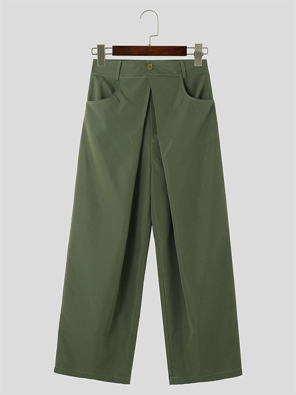 Mens Solid Side Pockets Wide Leg Pants SKUK55205