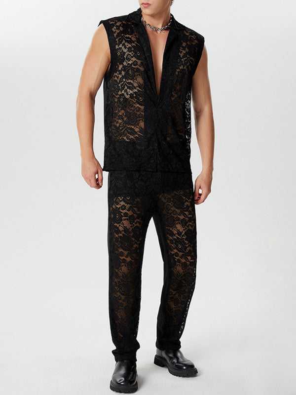 Mens Lace See Through Two Pieces Outfits SKUK57419