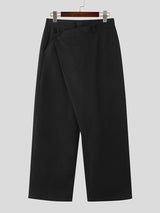 Mens Oblique Button Design Casual Straight Pants SKUK17971