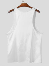 Mens Solid Color Satin U-Neck Tank SKUK70411