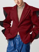 Mens Color-Block Waist-Cinching Long-Sleeve Blazer SKUK88023